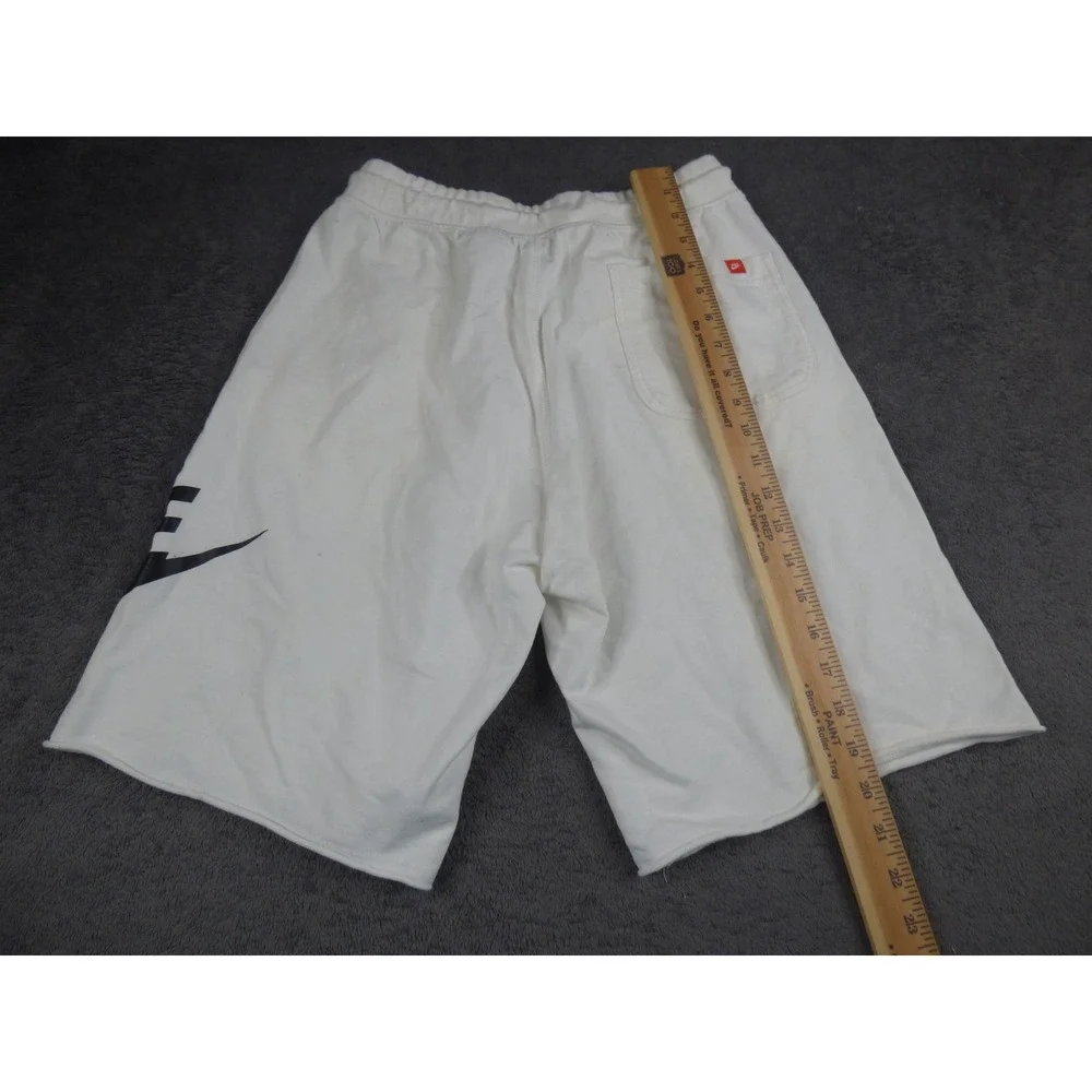 Nike Mens Sportswear French Terry Alumni Shorts White Black Logo AR2375-100 M